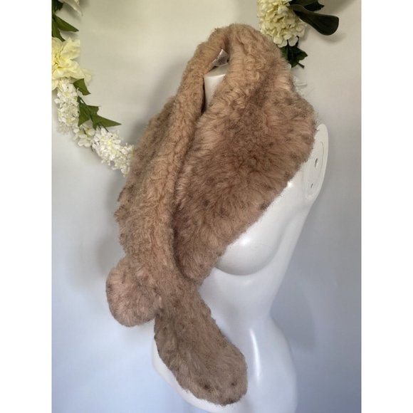 Vintage Faux Fur Shaggy Shrug Wrap Cape Stole Pink and Gray Stay Put 46" X 7"‎ - Picture 16 of 16